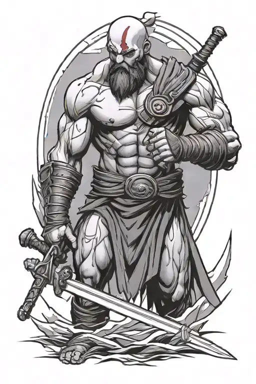 kratos with a lightsaber tattoo design idea