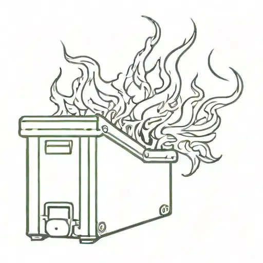 Dumpster fire with an olive  tattoo design idea