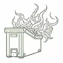 Dumpster fire with an olive  tattoo design idea