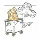 Dumpster fire with an olive  tattoo design idea