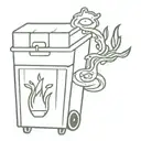 Dumpster fire with an olive  tattoo design idea