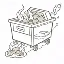 Dumpster fire with an olive  tattoo design idea