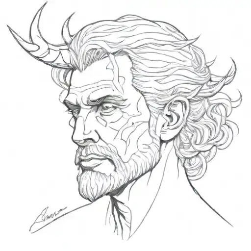 A melancholic portrait of Lucifer tattoo design idea