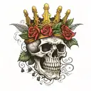 skull and crown tattoo design idea