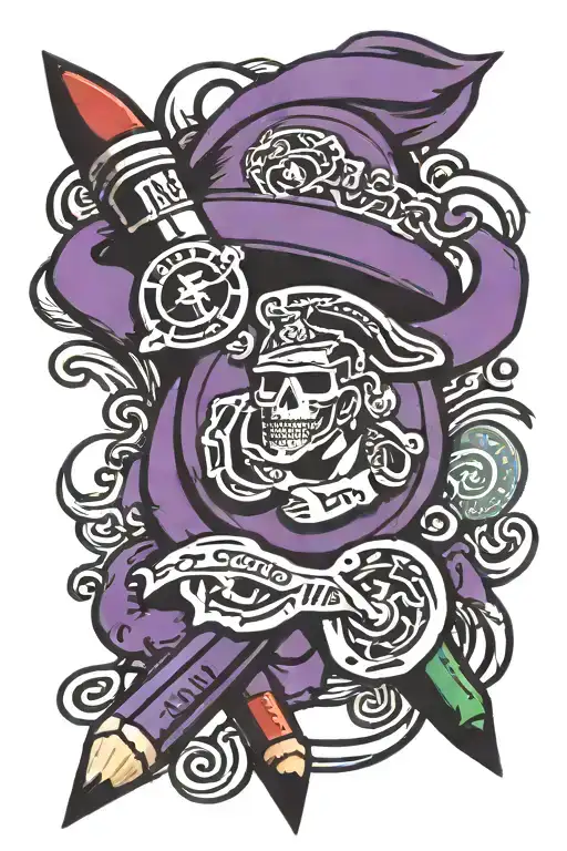 purple crayola crayon with USMC on it. with a surprise twist there's tattoo design idea