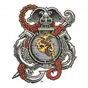 giant USMC emblem tattoo design idea