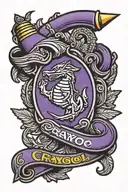 purple crayola crayon with USMC on it. with a surprise twist there's tattoo design idea