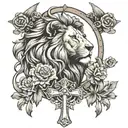lion and the lamb 3 crosses tattoo design idea