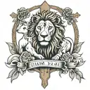lion and the lamb 3 crosses tattoo design idea