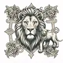 lion and the lamb 3 crosses tattoo design idea