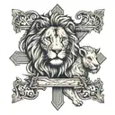 lion and the lamb 3 crosses tattoo design idea