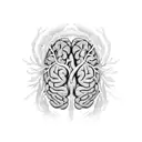 A stylized brain with roots growing out, representing your growth and resilience through mental health challenges tattoo design idea