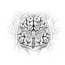 A stylized brain with roots growing out, representing your growth and resilience through mental health challenges tattoo design idea