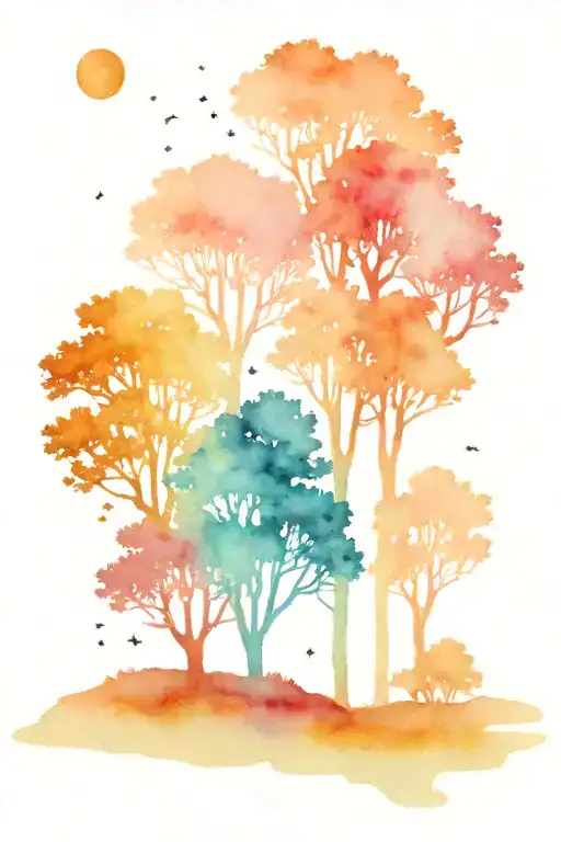 trees, river, night sky with southern cross tattoo design idea