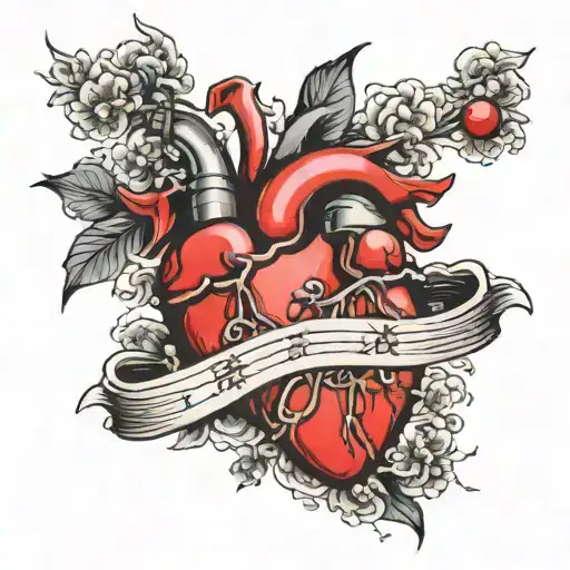 A tattoo of a heart going down the spine say love is alway wanted tattoo design idea
