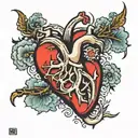 A tattoo of a heart going down the spine say love is alway wanted tattoo design idea