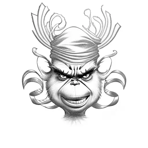 holy grinch with sacred cheeseburger  tattoo design idea