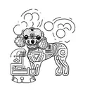 A unique minimalist tattoo combining a toy poodle and a motorcycle in a creative way tattoo design idea