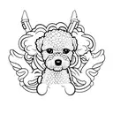 A sleek and modern minimalist tattoo design incorporating a toy poodle and a motorcycle silhouette tattoo design idea