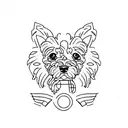 A sleek and modern minimalist tattoo design incorporating a toy poodle and a motorcycle silhouette tattoo design idea