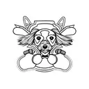A sleek and modern minimalist tattoo design incorporating a toy poodle and a motorcycle silhouette tattoo design idea