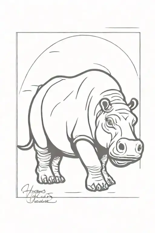 Hippopotamus tattoo design idea