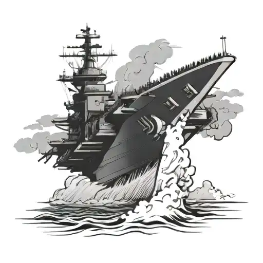 USS Carl Vinson aircraft carrier in storm tattoo design idea