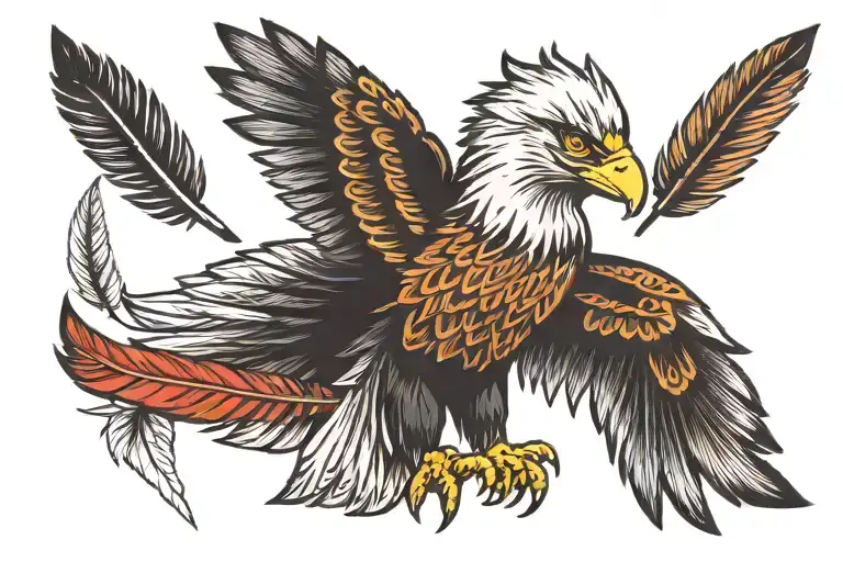 Eagle feathers tattoo design idea