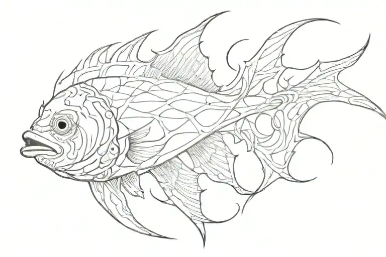 Christian fish outline thorn tattoo design idea