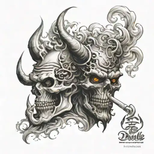 smoke with devil made from the smoke rising tattoo design idea
