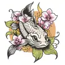 catfish and orchids tattoo design idea
