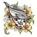 catfish and orchids tattoo design idea