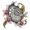 catfish and orchids tattoo design idea