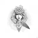 breast cancer ribbon with a feather tattoo design idea