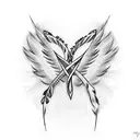 breast cancer ribbon with a feather tattoo design idea