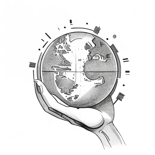 globe in hands tattoo design idea