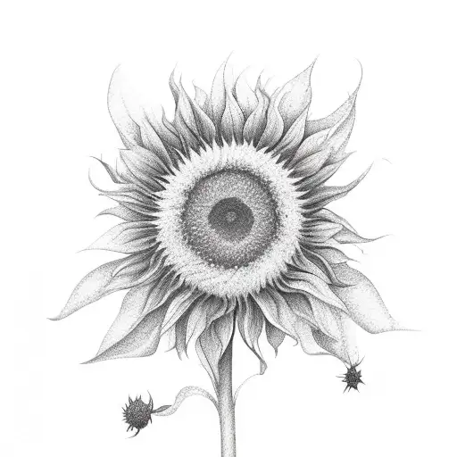 A hunting rifle morphing into a blooming sunflower tattoo design idea