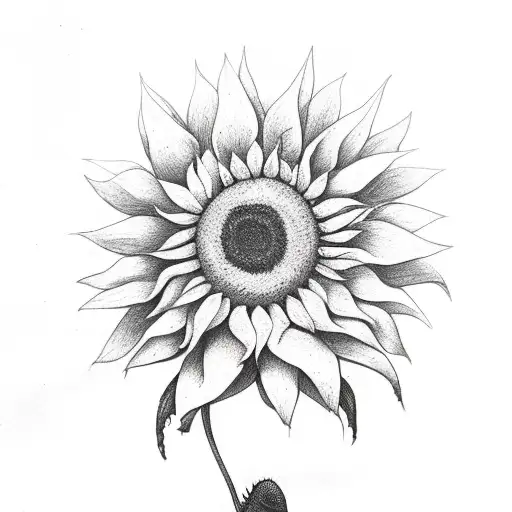 A hunting rifle morphing into a blooming sunflower tattoo design idea