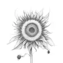 A hunting rifle morphing into a blooming sunflower tattoo design idea