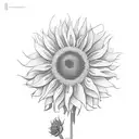 A hunting rifle morphing into a blooming sunflower tattoo design idea