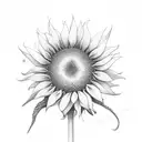 A hunting rifle morphing into a blooming sunflower tattoo design idea