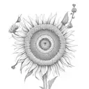A hunting rifle morphing into a blooming sunflower tattoo design idea