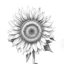 A hunting rifle morphing into a blooming sunflower tattoo design idea