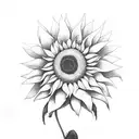 A hunting rifle morphing into a blooming sunflower tattoo design idea