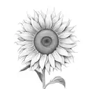 A hunting rifle morphing into a blooming sunflower tattoo design idea