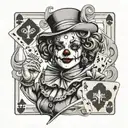 clown woman with poker cards tattoo design idea