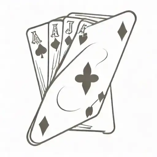 l tattoo design of the three poker cards with the J and a king,  A and a queen, and N and a princess tattoo design idea