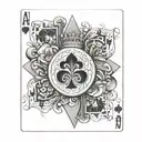 A traditional tattoo design of the three poker cards with the J and a king, the A and a queen, and the N and a princess tattoo design idea
