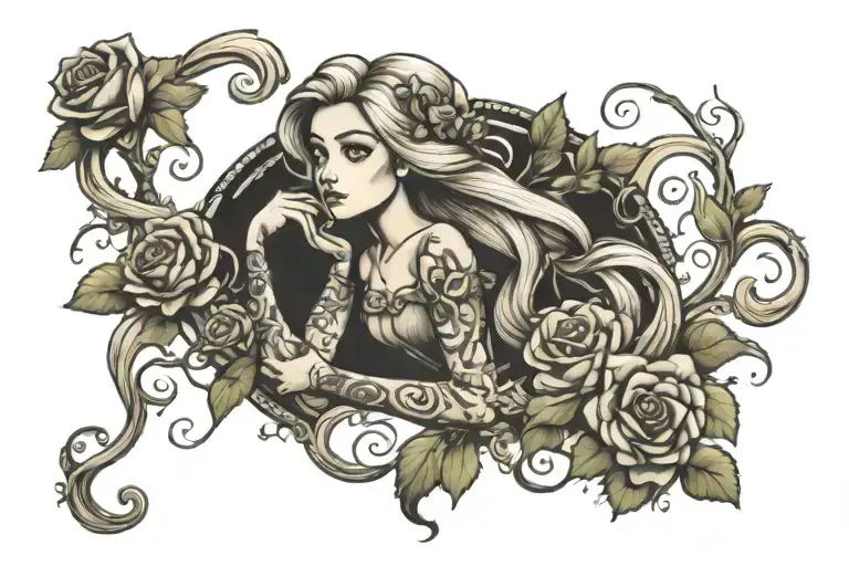 rapunzel themed tattoo design idea