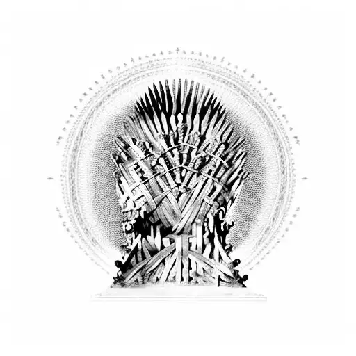 The Iron Throne surrounded by intricate patterns tattoo design idea